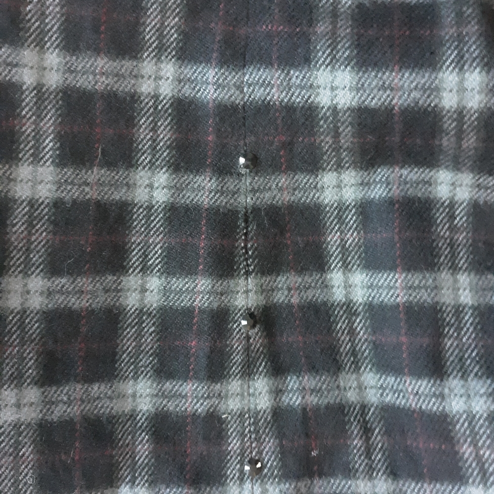 UPCYCLED wool and velvet open front winter jacket - Picture 3 of 5